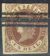 Sello 1 Real Castaño De Isabel II 1862, Anulado Barrado,  Edifil Num 61S º - Gebraucht