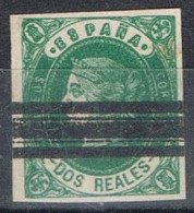 Sello 2 Reales Verde Oscuro,  De Isabel II 1862, Anulado Barrado,  Edifil Num 62aS º - Gebruikt