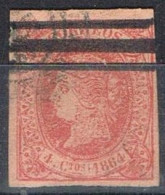 Sello 4 Cuartos Rojo,  De Isabel II 1864, Anulado Barrado Y Fechador,  Edifil Num 64S º - Gebraucht