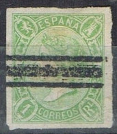 Sello 1 Real Verde,  De Isabel II 1865, Anulado Barrado   Edifil Num 72S º - Gebruikt