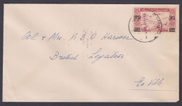 Syria 1950? Used Cover Surcharge Stamp, Aeroplane, TO Colonel Harmar, British Legation, Damascus, Airplane, Aircraft - Syria