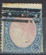Sello 12 Cuartos Azul Y Rosa, Dentado  De Isabel II 1865, Anulado Barrado   Edifil Num 76S º - Gebruikt