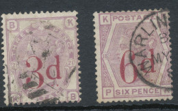 GB QV 1883 Provisional Issues 3d On 3d Very Fine Used (kissed On The Back) And 6d On 6d Superb CDS Used „WARLINGHAM“ (SG - Used Stamps