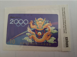 CHINA     SPORTS/ DRAGON/ Olympics 2000, 10 Units DRAGON    MINT  1995 TAMURA CARD/ Mint In Packing  **17124** - Cina