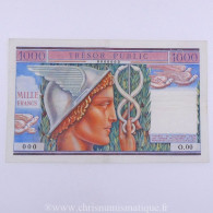 1000 Francs SPECIMEN Perforé, Trésor Français Type 1955, O.00, TTB - 1955-1963 Treasury