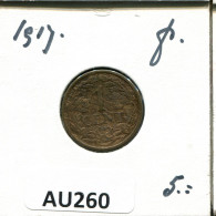 1 CENT 1917 NETHERLANDS Coin #AU260.U.A - 1 Centavos