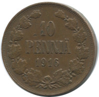 10 PENNIA 1916 FINLAND Coin RUSSIA EMPIRE #AB128.5.U.A - Finnland