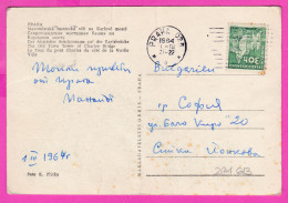 294613 / Czechoslovakia - Praha - The Old Town Of Charles Bridge PC 1964 Praha USED 30h Pernstejn Castles - Storia Postale