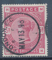 GB QV 1898 5sh Crimson (MH) Superb CDS Used With Single Circle „LONDON.E.C“, Stampproduction VARIETY: Minimal Paperfold - Used Stamps