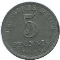 5 PFENNIG 1919 A DEUTSCHLAND Münze GERMANY #AE301.D.A - 5 Rentenpfennig & 5 Reichspfennig