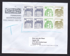 Germany: Cover To Netherlands, 2024, 8 Stamps, Castle, Booklet Pane, Postage Due Cancel, Taxed, To Pay (traces Of Use) - Briefe U. Dokumente