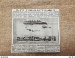 Progetto Americano Il Più Piccolo Sottomarino 1917 WW1 Prima Guerra Mondiale - Other & Unclassified