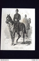 Moda E Costume-Poliziotto A Cavallo,in Inghilterra Incisione Del 1868 - Vor 1900