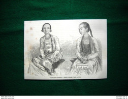 Gravure Année 1860 Jeunes Dames Birmanes - Signorine Birmane - Vor 1900