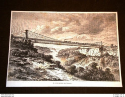 Treno E Ponte Ferroviario Sul Niagara Nel 1877 Ferrovia - Antes 1900