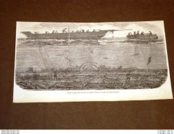 Gravure Année 1858 Sauvetage Des Navires Coulés Dans La Rade De Sébastopol - Antes 1900