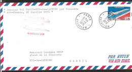 FRANCE. PA 49 Sur Enveloppe 1er Jour De 1976. Vol Paris Rio En Concorde. - Concorde