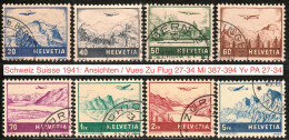 Schweiz Suisse 1941: Ansichten / Vues  Zu Flug 27-34 Mi 387-394 Yv PA 27-34 Mit Schönen ⊙ (ttb) ZÜRICH (Zu CHF 30.00) - Oblitérés