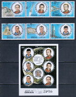 State Of Oman (exile Government Vignettes) 1971-9-25 Used - Set Of 6 + Souvenir Sheet -  In Memory To Astronauts / Space - Asie