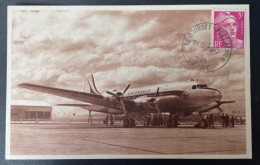 Obliteration Le Bourget Port Aerien 1949 Sur CPA Douglas DC4 ( Collection Air France ) - 1927-1959 Gebraucht