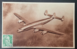 Obliteration Le Bourget Port Aerien 1949 Sur CPA Lockheed Constellation ( Collection Air France ) - 1927-1959 Gebraucht