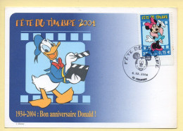 Carte Maximum : Fête Du Timbre 2004 ''1934-2004 Bon Anniversaire Donald !'' : 02 Chambry 06/03/2004 - 2000-2009