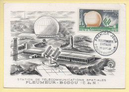 Carte Maximum : Station De Télécommunication Spatiales : 22 Pleumeur Bodou 29/09/1962 - 1960-1969