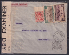 Egypt To Aden Camp Used Airmail, Multi Censor Cover 1943, Airplane, Aviation, Pyramid Monument, - Occ. Britanique MEF