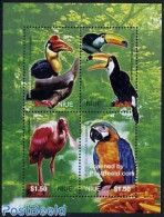 Niue 2004 Birds 4v M/s, Wrinkled Hornbill, Mint NH, Nature - Birds - Parrots - Niue