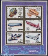 Niue 1983 Aviation Bicentenary S/s, Mint NH, Transport - Balloons - Aircraft & Aviation - Space Exploration - Zeppelins - Airships