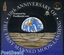 Jamaica 1999 Moonlanding Anniversary S/s, Mint NH, Transport - Various - Space Exploration - Round-shaped Stamps - Jamaica (1962-...)