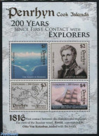 Penrhyn 2016 200 Years First Contact S/s, Mint NH, History - Sport - Transport - Various - History - Sailing - Ships A.. - Vela