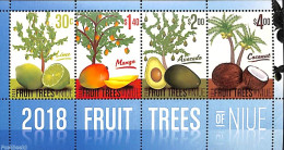 Niue 2018 Fruit Trees 4v M/s, Mint NH, Nature - Fruit - Trees & Forests - Frutta