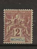 1906 MNH Moheli Yvert 2 Postfris** - Covers & Documents