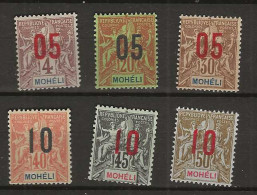 1912 MNH Moheli Yvert 18-22 Postfris** - Covers & Documents