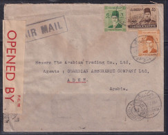 Egypt To Aden Camp Used Airmail Multi Censor Cover 1943 - Covers & Documents