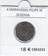 CRE4231 MONEDA ESPAÑA 4 MARAVEDIS FELIPE III SEGOVIA MC - Other & Unclassified