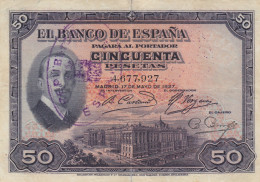 CRBS1343 BILLETE ESPAÑA 50 PESETAS 1927 BC+ - Otros & Sin Clasificación