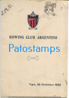 231002 ARGENTINA TIGRE ROWING CLUB ARGENTINO YEAR 1930 MENU NO POSTAL POSTCARD - Argentina