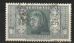 Italy Kingdom Regno 1932 Soc. Naz. Dante Alighieri L.2,75 Petrarca In VFU Condition - Oblitérés