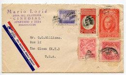 Cuba 1950's Airmail Cover; Habana To The Glen, New York; Mix Of Stamps - Brieven En Documenten
