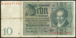 Deutsches Reich 10 Reichsmark 30. Aug. 1924 Serie E Rote Kenn Nr.09477388(8stellig) Rosenberg Nr.173 - 10 Mark