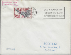 France 1959 Y&T 1220 Sur FDC. Flamme Des Malades Ont Besoin De Sang. Qu'attendez-vous ? - Geneeskunde