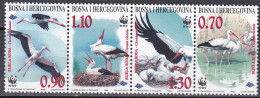 Bosnien Und Herzegowina 1998 - Mi.Nr. 132 - 135 - Postfrisch MNH - Tiere Animals Vögel Birds Störche WWF - Ooievaars