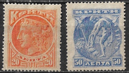 CRETE 1901 New Colours Complete MH Set Vl 20 / 21 MH - Kreta