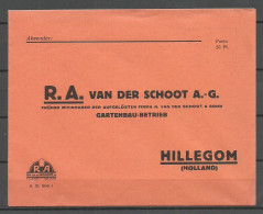 NEDERLAND Netherlands Holland R. A. Van Der Schoot A.-G. Gartenbau-Betrieb Hillegom Commercial Advertising Cover - Cartas & Documentos