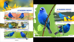 Centrafrica 2023, Animals, Indigo Birds, 6val In BF+BF - Repubblica Centroafricana