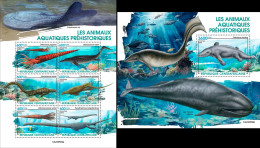 Centrafrica 2023, Animals, Prehistoric Water Animals, 6val In BF+BF - Repubblica Centroafricana