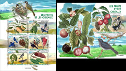 Centrafrica 2023, Fruits And Birds, 6val In BF+BF - Repubblica Centroafricana