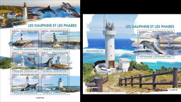 Centrafrica 2023, Lighthouses And Dolphins, 6val In BF+BF - Repubblica Centroafricana